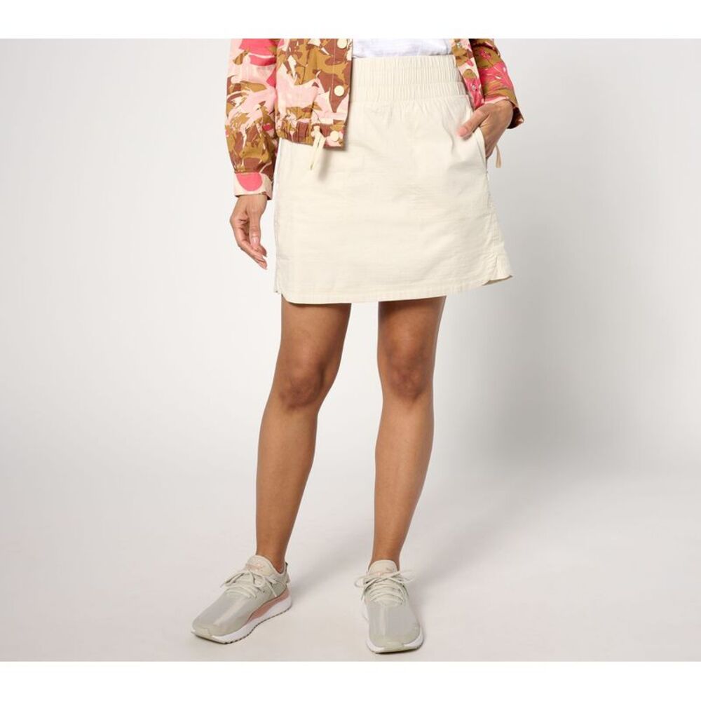 zuda Women's Plus Sz Skirt 1X Woven Ripstop Printed Skort White A642824